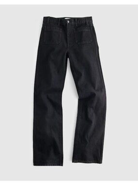 Madewell The Cleo Straight Jean~Size 25~Black High Rise Patch Pocket NWT L15 04